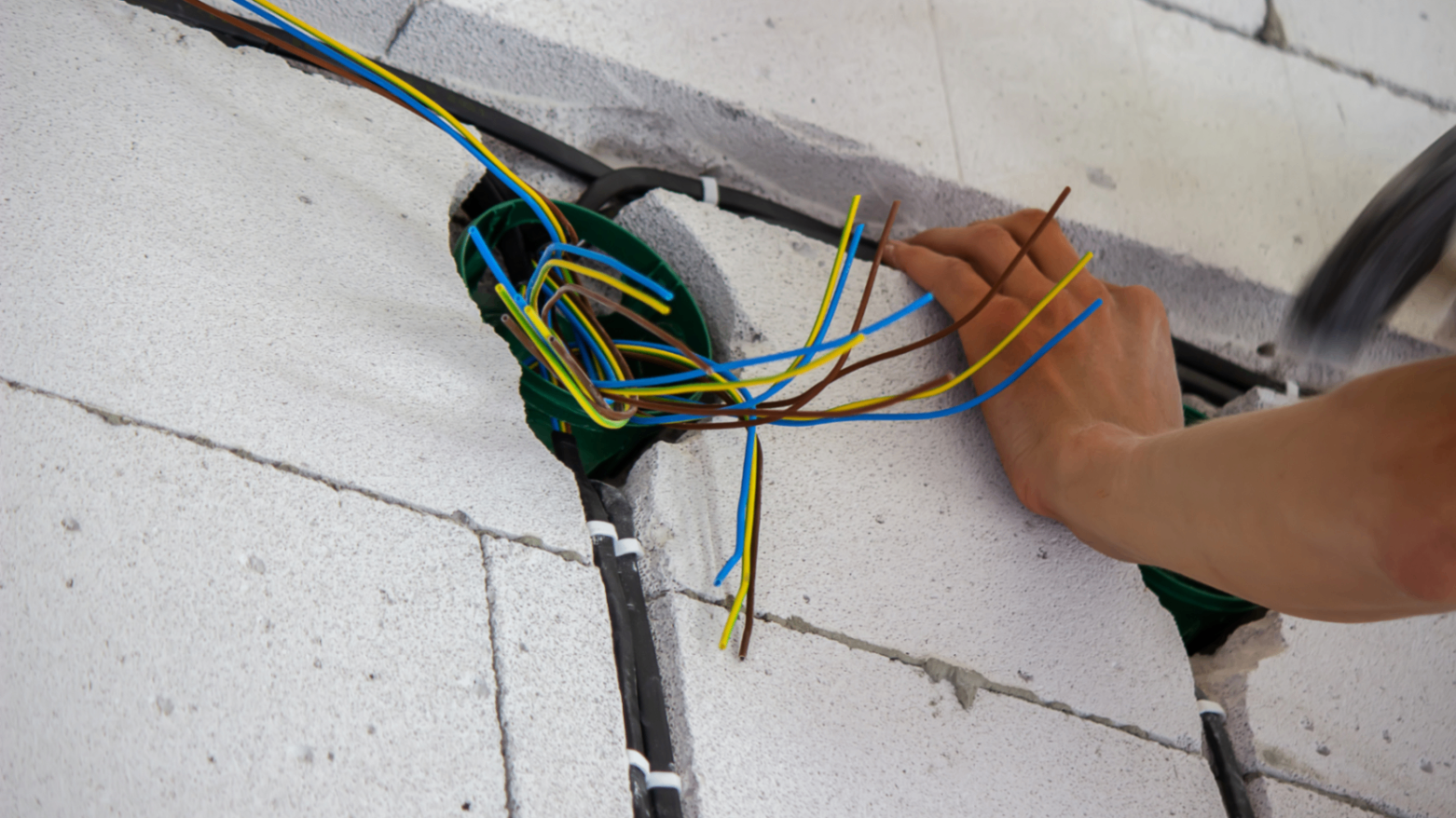 First-fix house rewiring in progress on a Crewe property