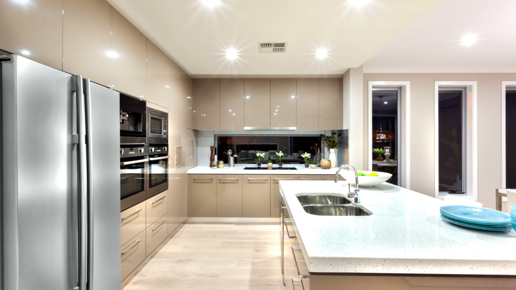 Modern kitchen with installed recessed LED lighting in Crewe