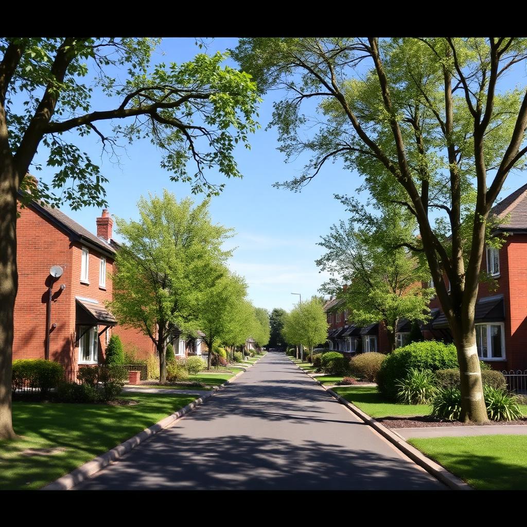 Tree-lined residential avenue in Wistaston, near Crewe